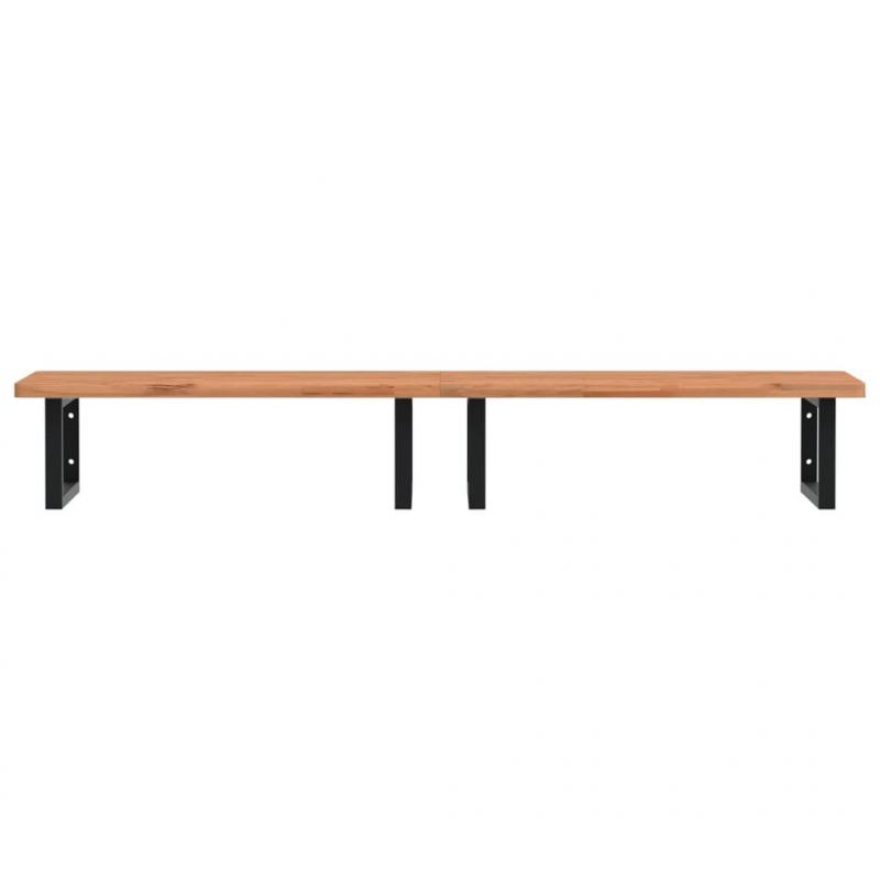 Waschbeckenregal Wandmontage Stahl und Massivholz Buche
