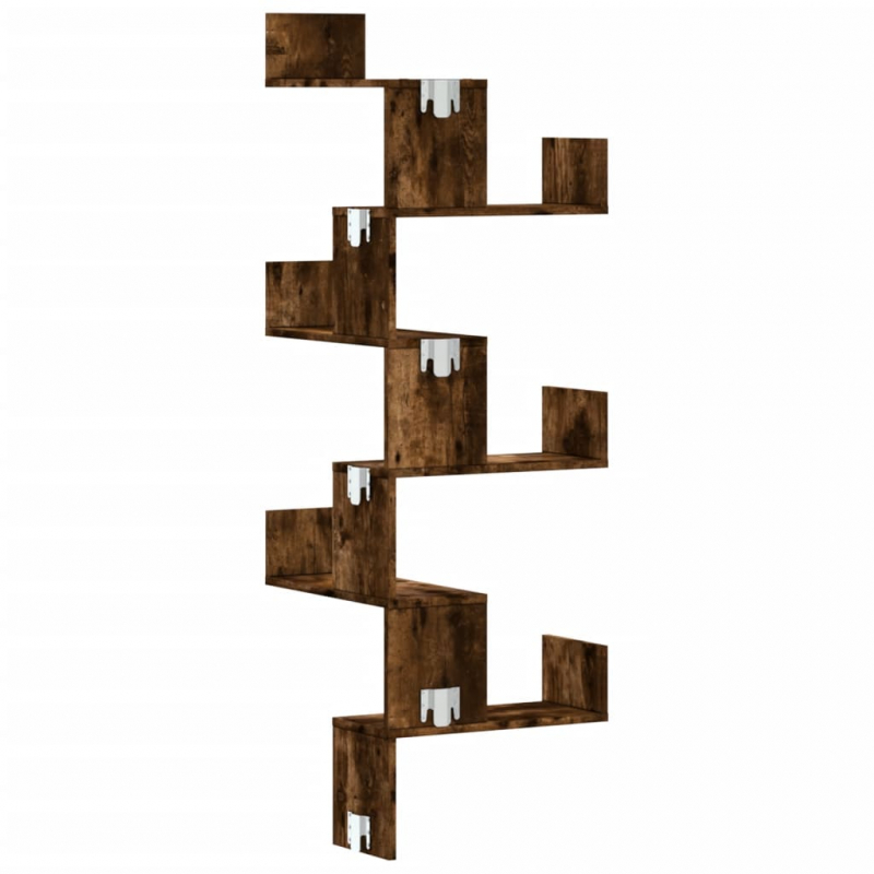 Wand-Eckregal Räuchereiche 45x45x147 cm Holzwerkstoff