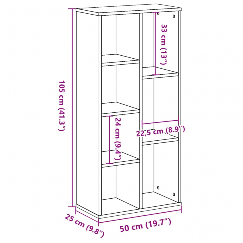 Bücherregal Weiß 50x25x105 cm Holzwerkstoff