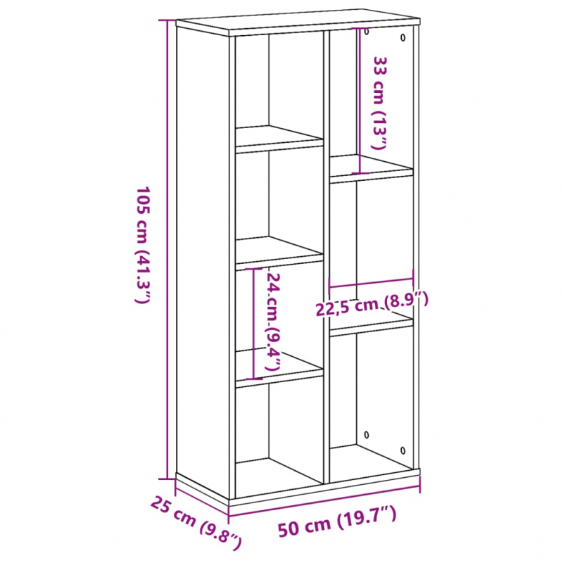 Bücherregal Grau Sonoma 50x25x105 cm Holzwerkstoff