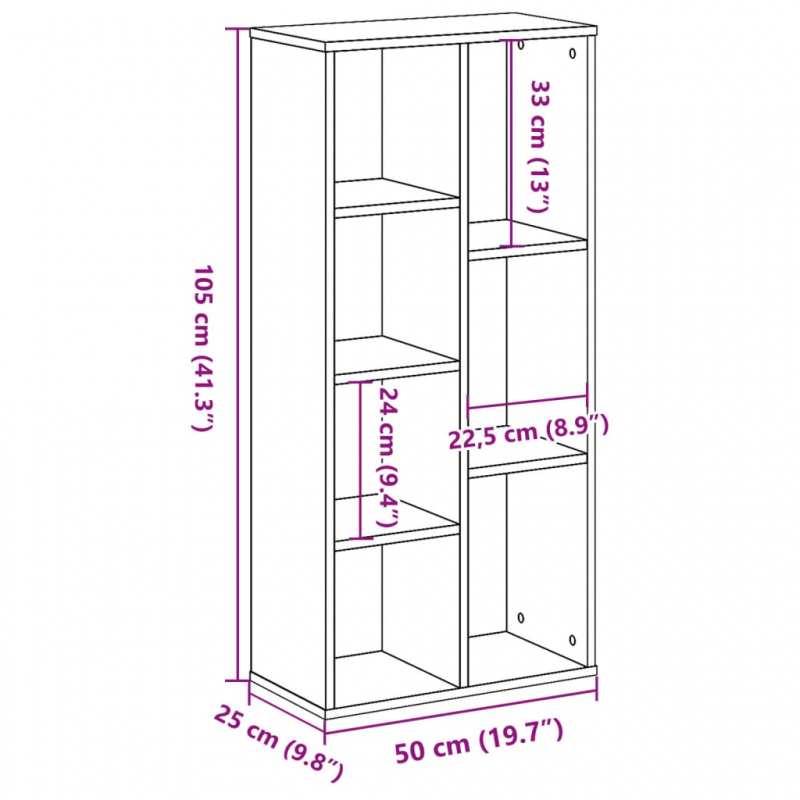 Bücherregal Altholz-Optik 50x25x105 cm Holzwerkstoff