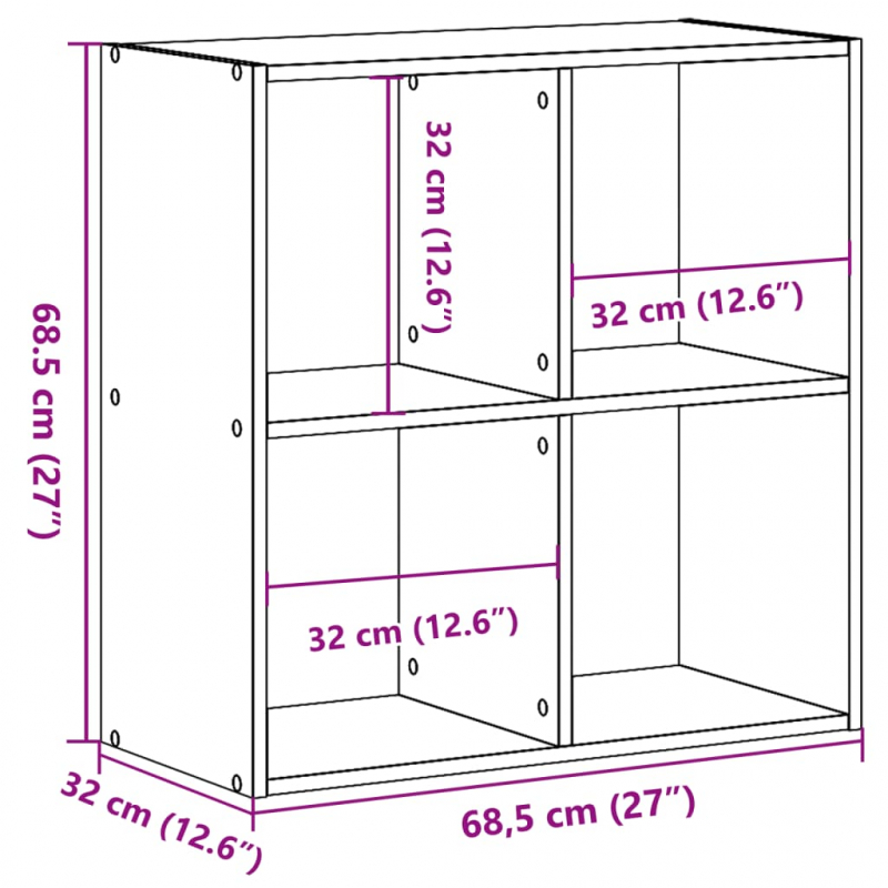 Bücherregal Braun Eichen-Optik 68,5x32x68,5 cm Holzwerkstoff