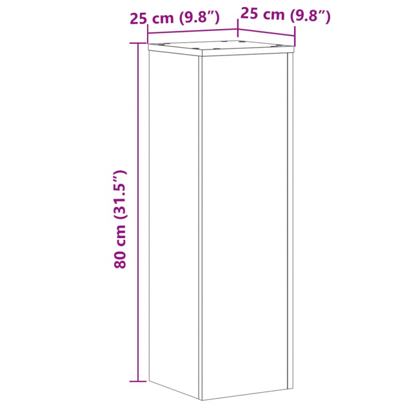 Pflanzenständer 2 Stk. Eichen-Optik 25x25x80 cm Holzwerkstoff