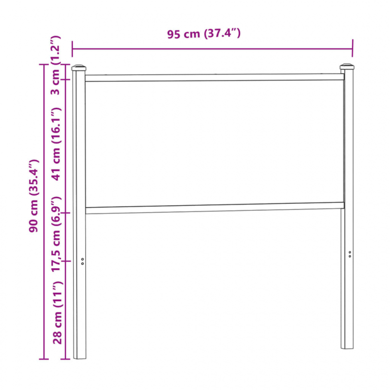 Kopfteil Sonoma-Eiche 90 cm Holzwerkstoff und Stahl