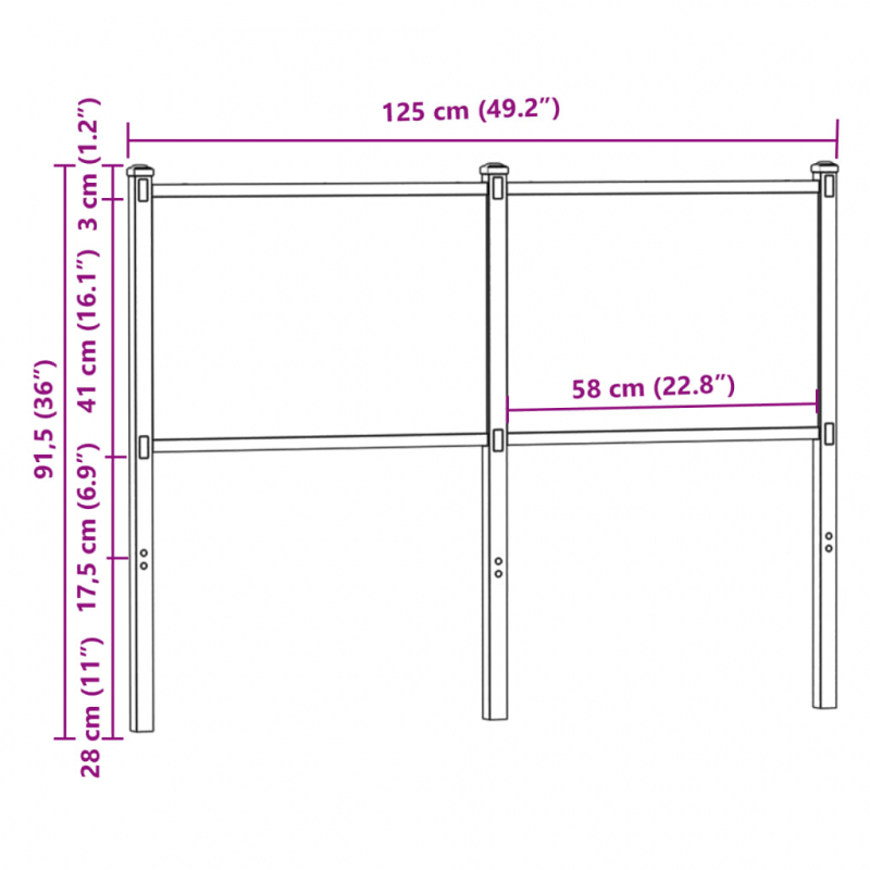 Kopfteil Braun Eichen-Optik 120 cm Holzwerkstoff und Stahl