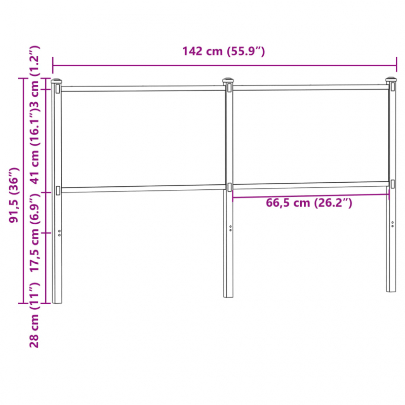 Kopfteil Braun Eichen-Optik 135 cm Holzwerkstoff und Stahl