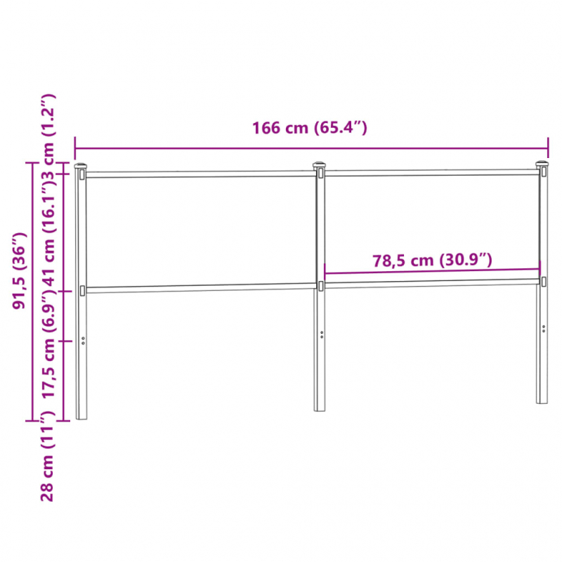 Kopfteil Braun Eichen-Optik 160 cm Holzwerkstoff und Stahl