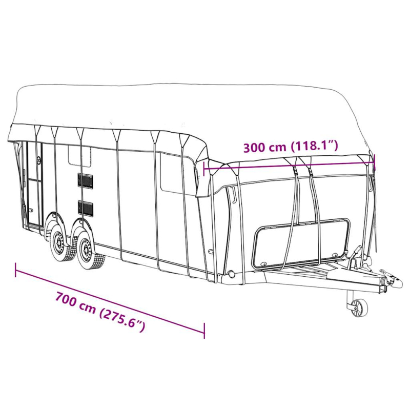 Dachplane für Wohnwagen Grau 700x300 cm Vliesstoff