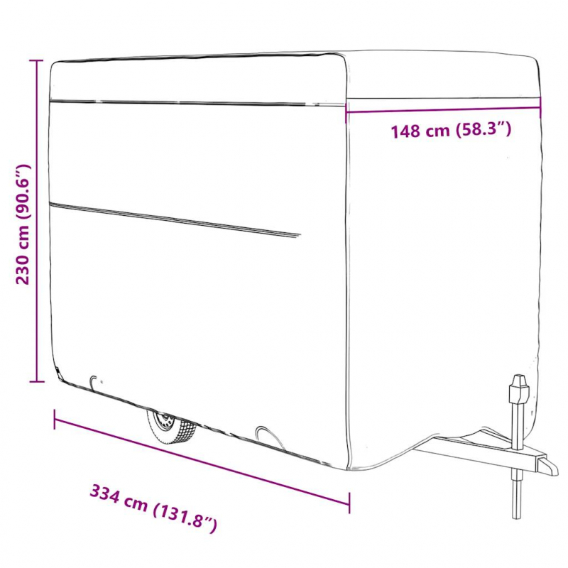 Schutzhülle für Pferdeanhänger Grau 334x148x230 cm Vliesstoff