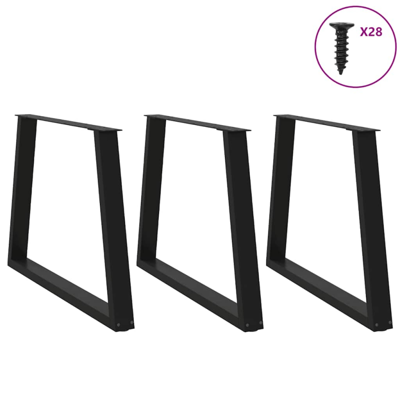 Esstischbeine V-Form 3 Stück Schwarz 90x(72-73,3) cm Stahl