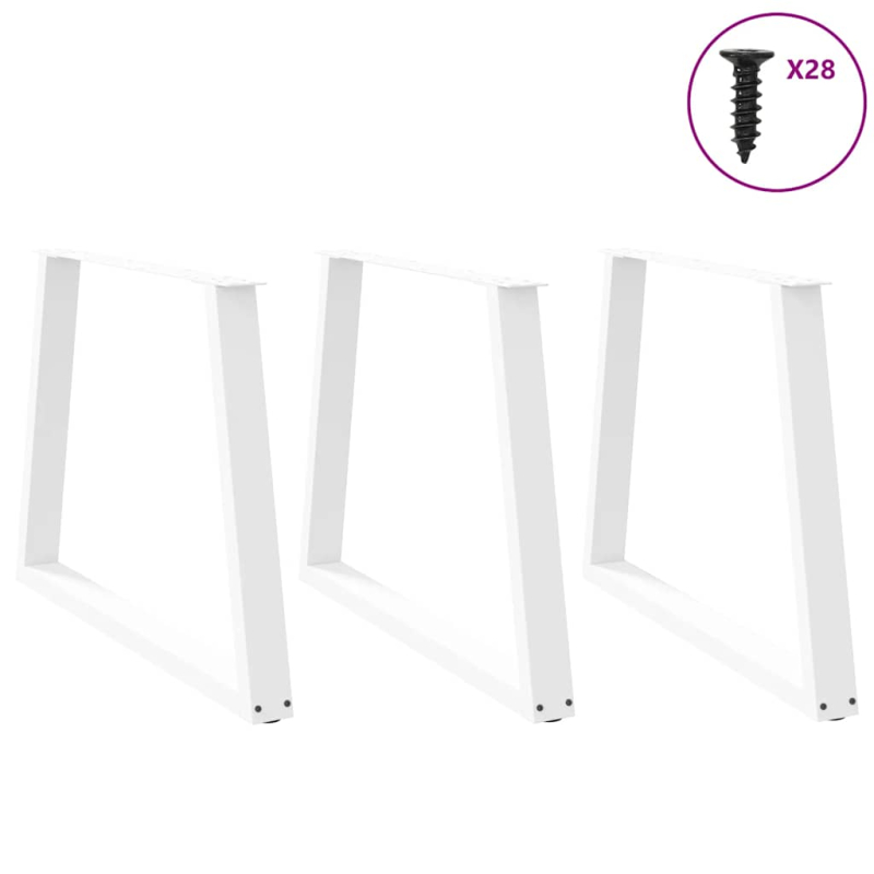 Esstischbeine V-Form 3 Stück Weiß 100x(72-73,3) cm Stahl