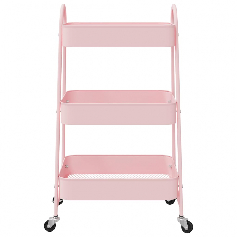 Aufbewahrungswagen 3 Etagen Rosa 42x41,5x77 cm Stahl