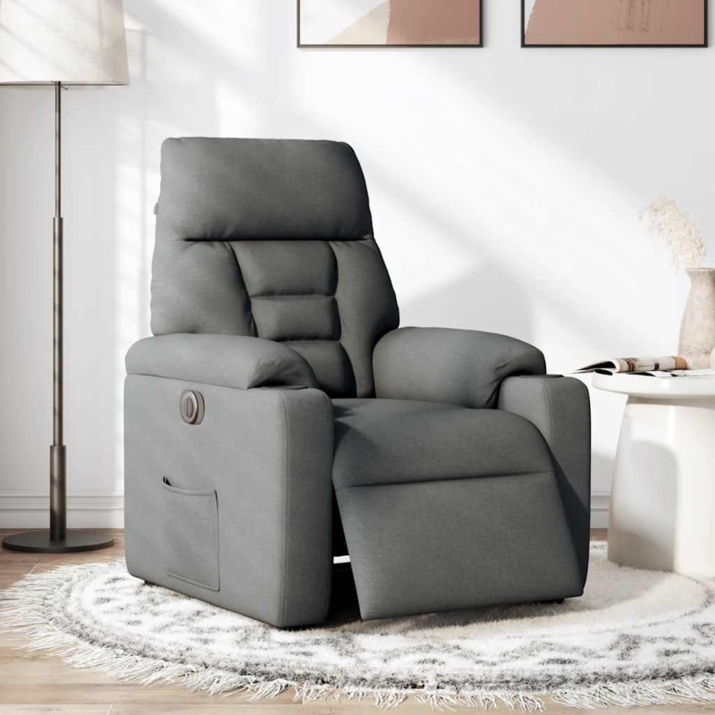 Relaxsessel Elektrisch Dunkelgrau Stoff