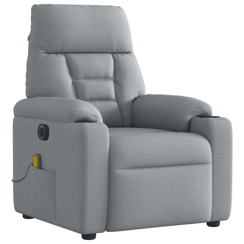 Massagesessel Elektrisch Hellgrau Stoff