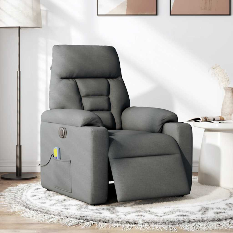 Massagesessel Elektrisch Dunkelgrau Stoff