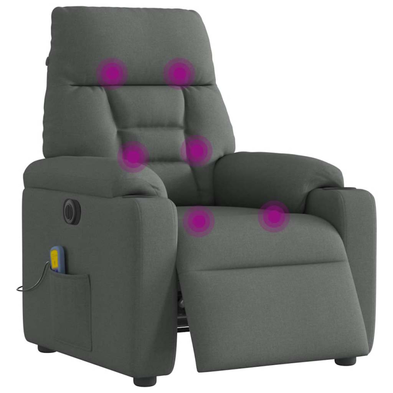 Massagesessel Elektrisch Dunkelgrau Stoff