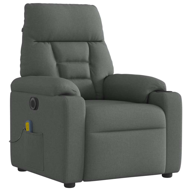 Massagesessel Elektrisch Dunkelgrau Stoff