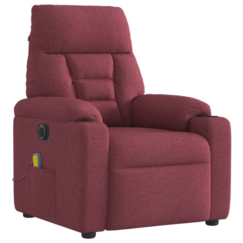 Massagesessel Elektrisch Weinrot Stoff