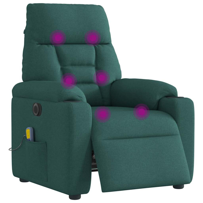 Massagesessel Elektrisch Dunkelgrün Stoff