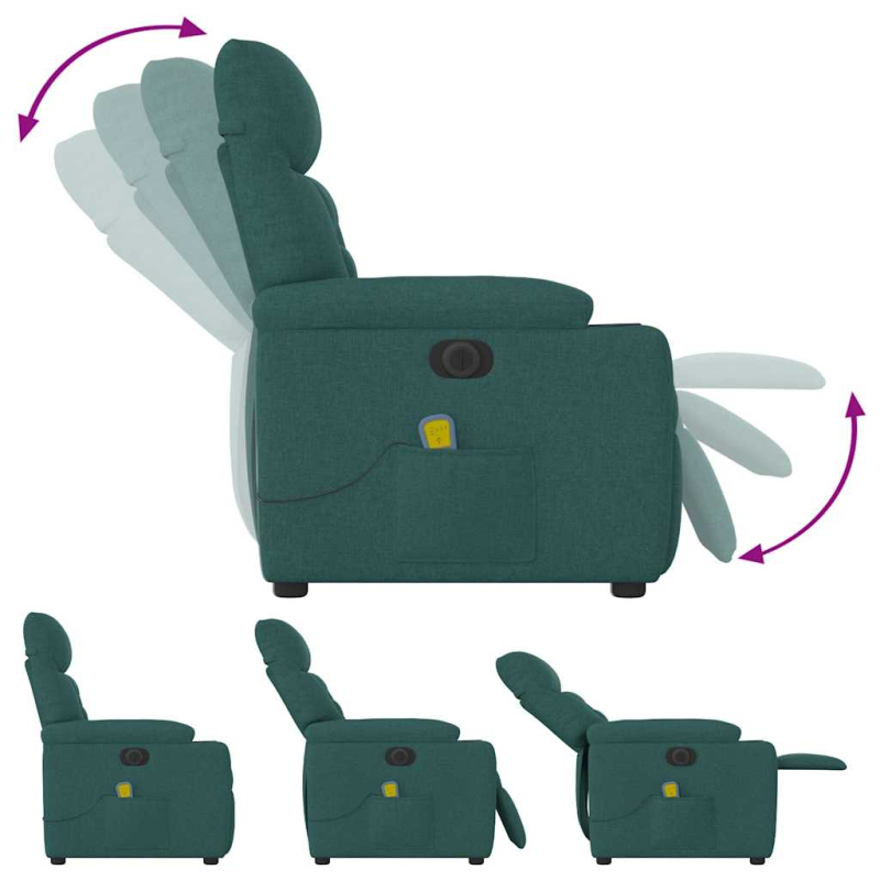 Massagesessel Elektrisch Dunkelgrün Stoff