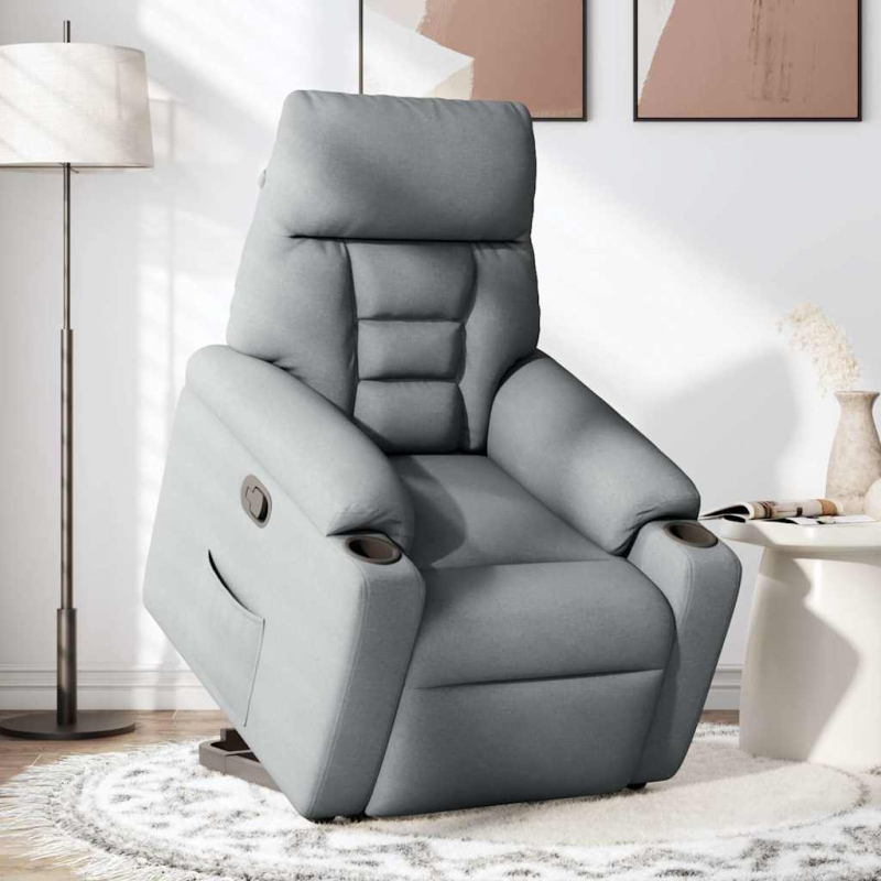 Relaxsessel mit Aufstehhilfe Hellgrau Stoff