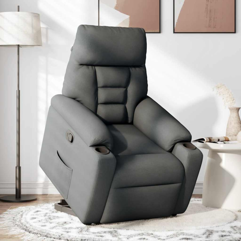 Relaxsessel mit Aufstehhilfe Dunkelgrau Stoff