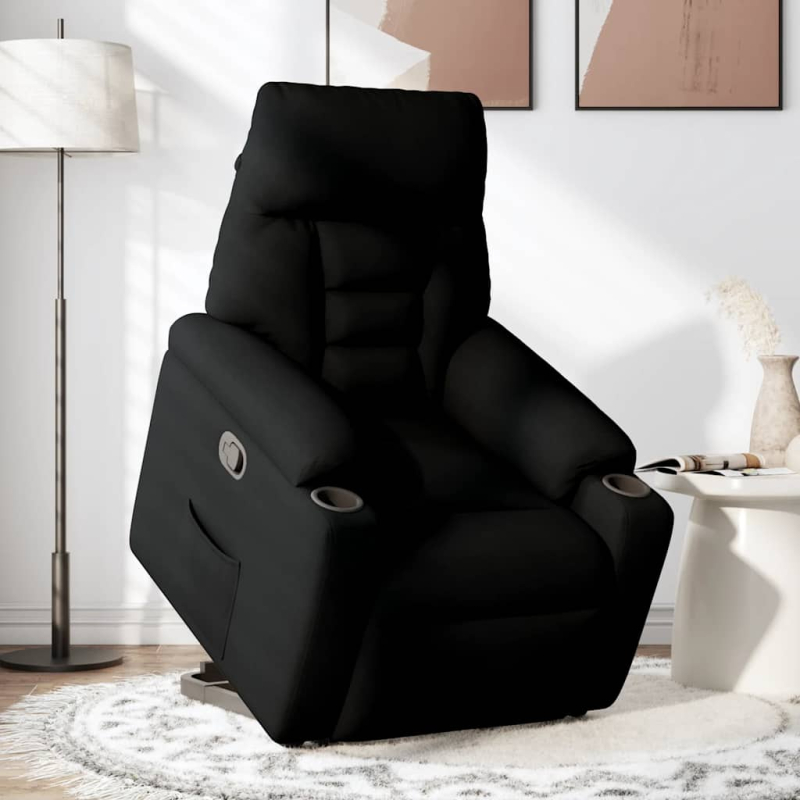 Relaxsessel mit Aufstehhilfe Schwarz Stoff