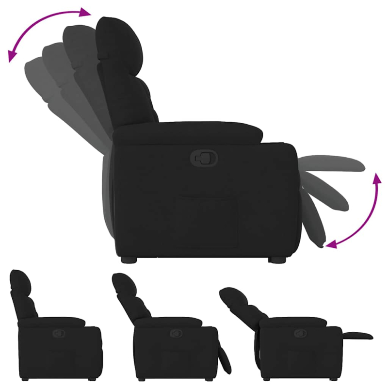 Relaxsessel mit Aufstehhilfe Schwarz Stoff