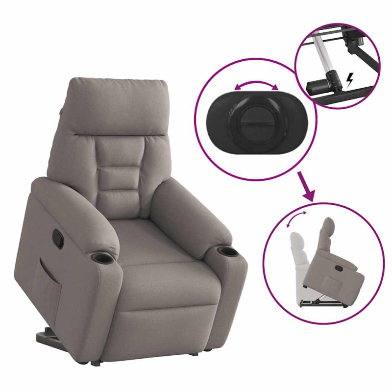 Relaxsessel mit Aufstehhilfe Taupe Stoff