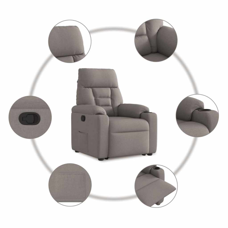 Relaxsessel mit Aufstehhilfe Taupe Stoff