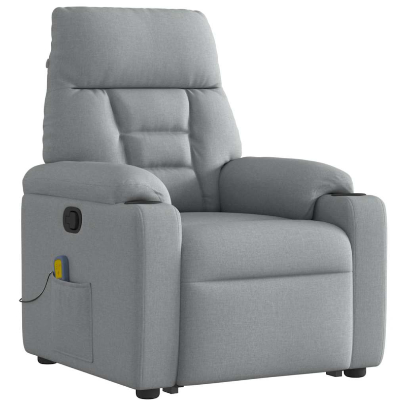 Massagesessel mit Aufstehhilfe Hellgrau Stoff