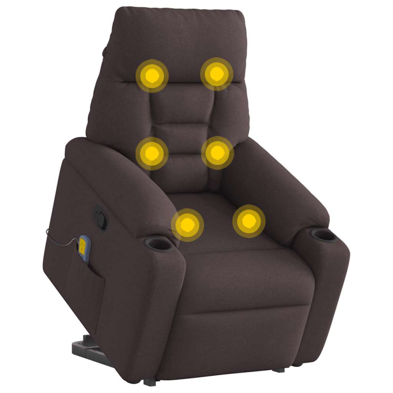 Massagesessel mit Aufstehhilfe Dunkelbraun Stoff