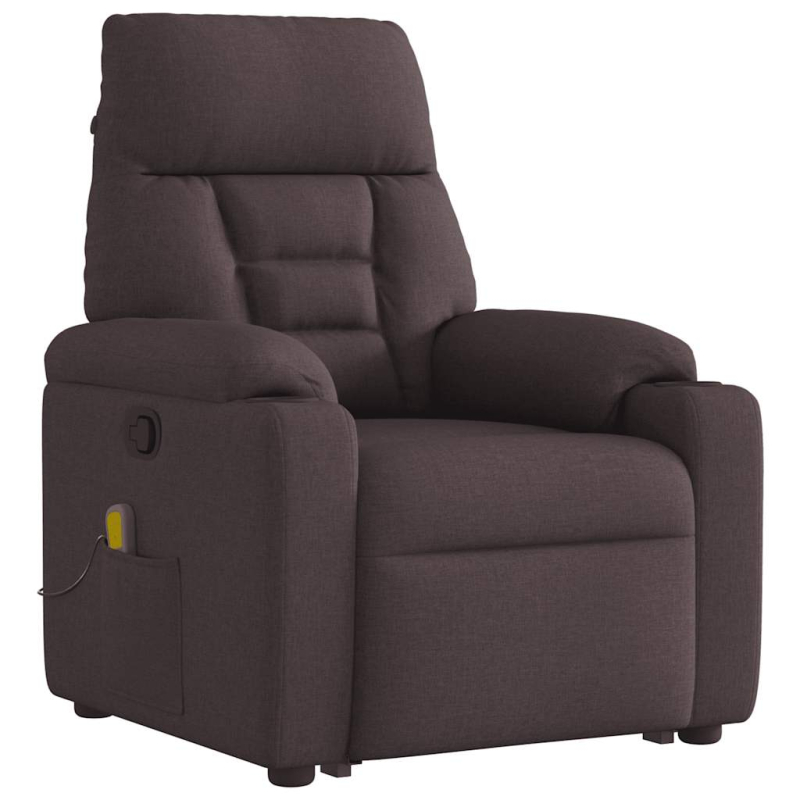 Massagesessel mit Aufstehhilfe Dunkelbraun Stoff