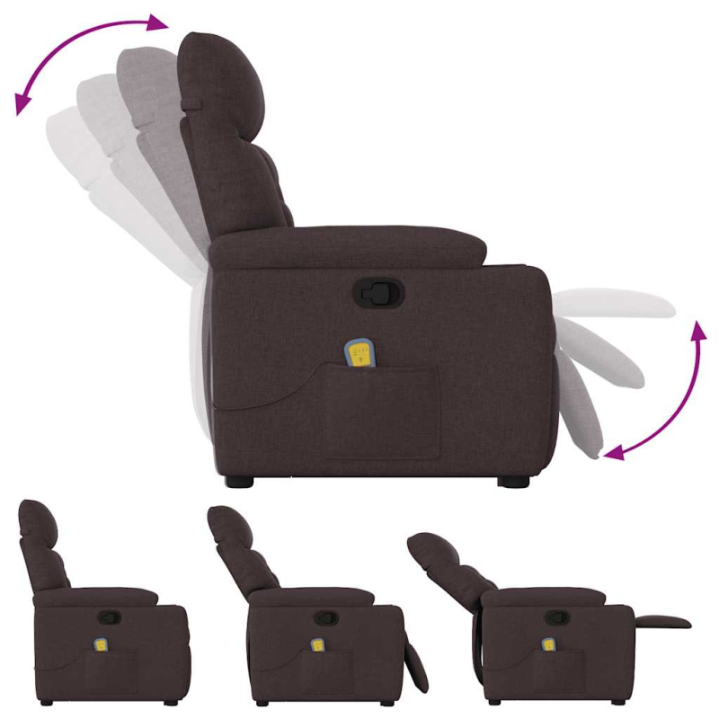 Massagesessel mit Aufstehhilfe Dunkelbraun Stoff