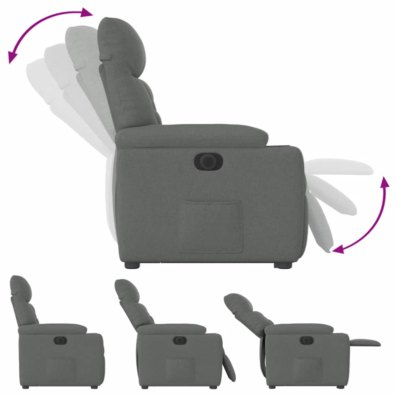 Relaxsessel mit Aufstehhilfe Elektrisch Dunkelgrau Stoff