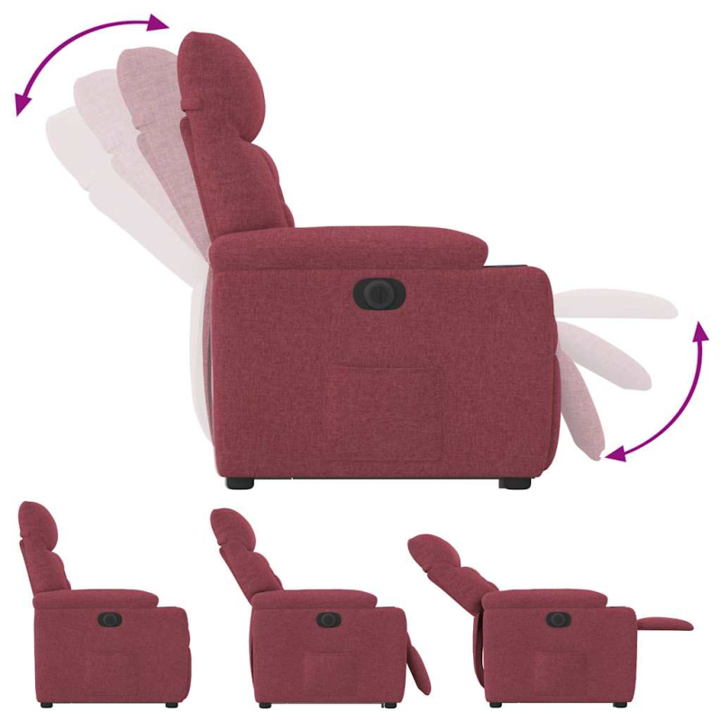Relaxsessel mit Aufstehhilfe Elektrisch Weinrot Stoff