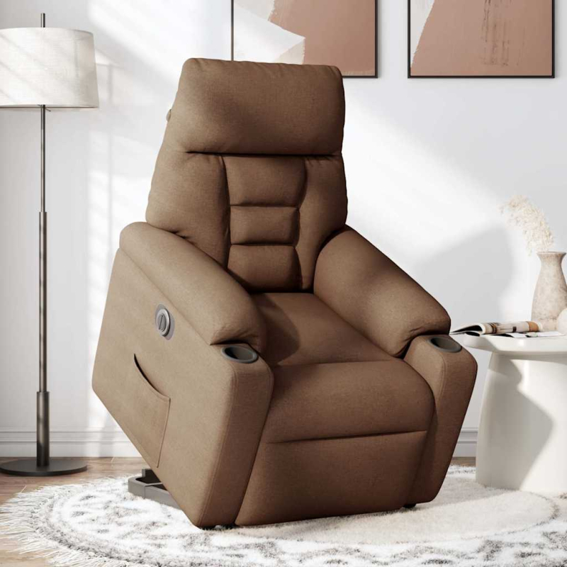 Relaxsessel mit Aufstehhilfe Elektrisch Braun Stoff