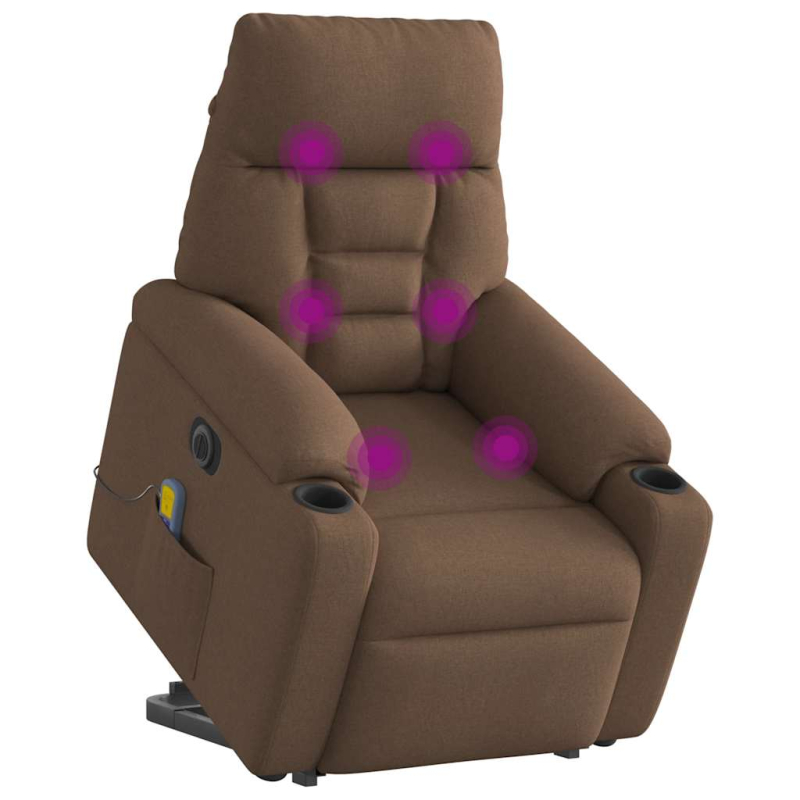 Elektrischer Massagesessel mit Aufstehhilfe Braun Stoff