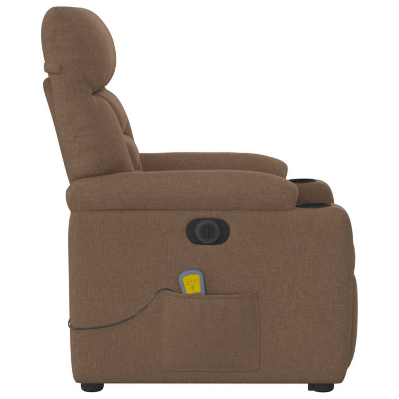 Elektrischer Massagesessel mit Aufstehhilfe Braun Stoff
