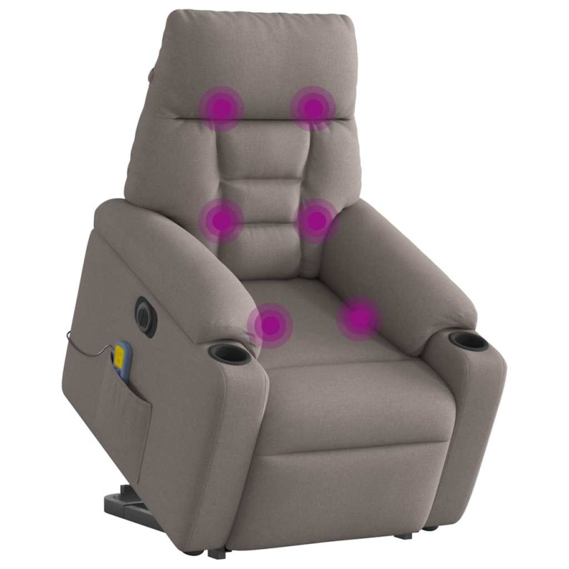 Elektrischer Massagesessel mit Aufstehhilfe Taupe Stoff