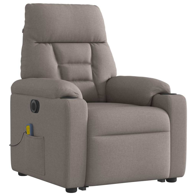 Elektrischer Massagesessel mit Aufstehhilfe Taupe Stoff