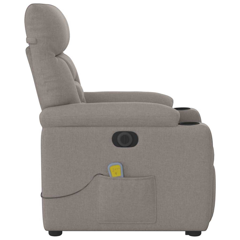 Elektrischer Massagesessel mit Aufstehhilfe Taupe Stoff