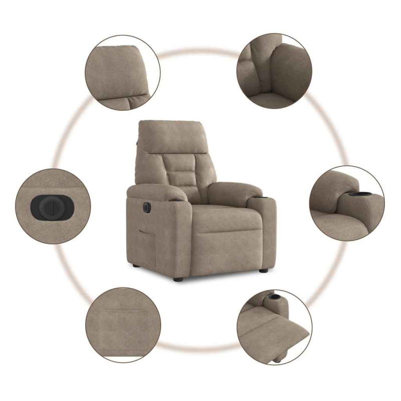 Relaxsessel Elektrisch Taupe Mikrofasergewebe