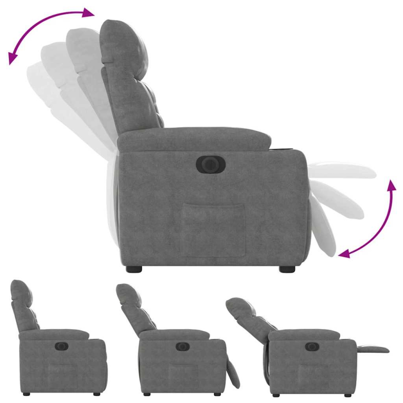 Relaxsessel Elektrisch Dunkelgrau Mikrofasergewebe