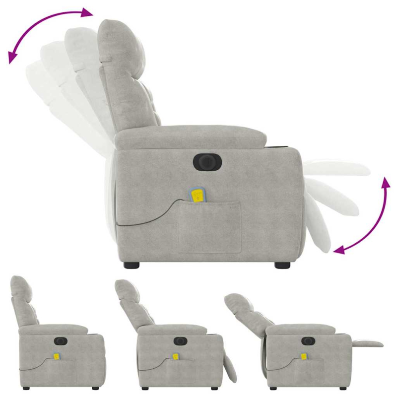 Massagesessel Elektrisch Hellgrau Mikrofasergewebe