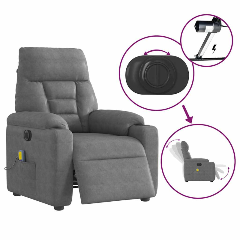 Massagesessel Elektrisch Dunkelgrau Mikrofasergewebe