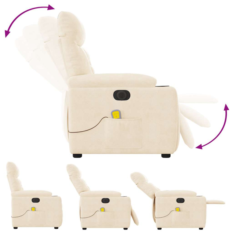 Massagesessel Elektrisch Beige Mikrofasergewebe