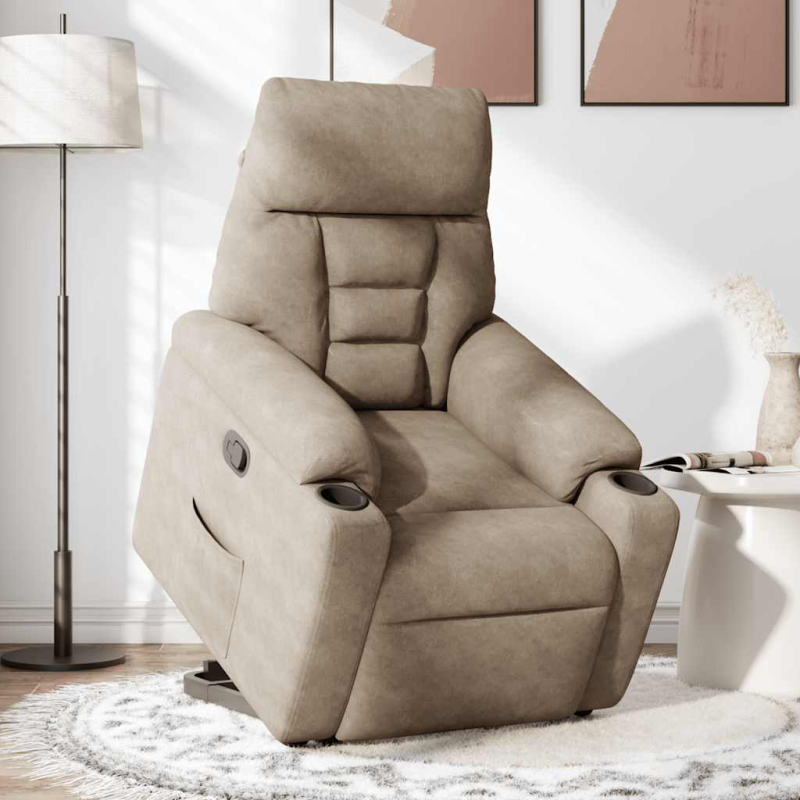 Relaxsessel mit Aufstehhilfe Taupe Mikrofasergewebe