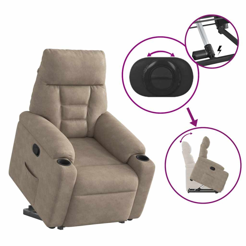 Relaxsessel mit Aufstehhilfe Taupe Mikrofasergewebe
