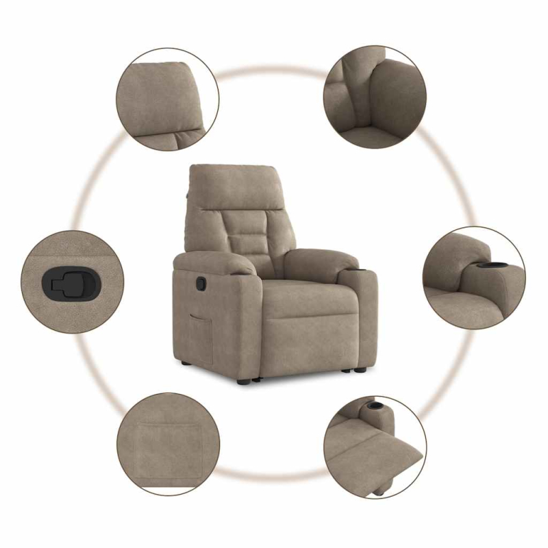 Relaxsessel mit Aufstehhilfe Taupe Mikrofasergewebe